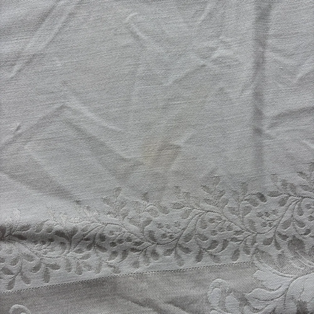 Silver Damask Tablecloth and 12 Matching Napkins Set Floral Jacquard Rectangular